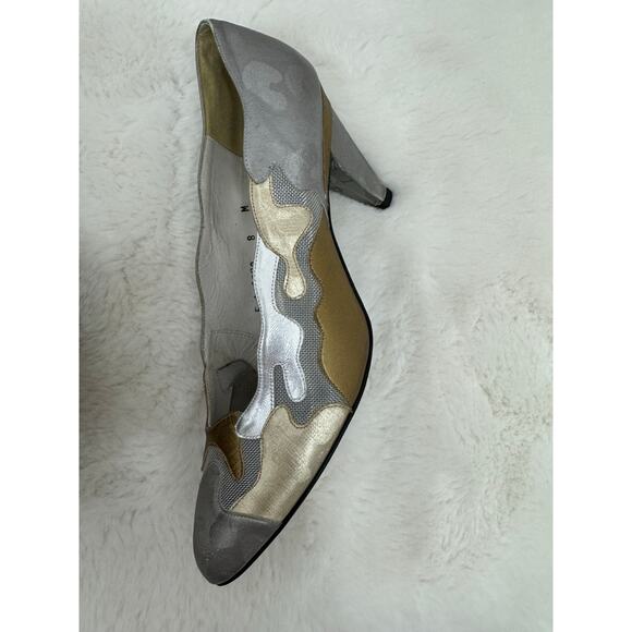 Stuart Weitzman for Mr. Seymour Metallic Vintage Heels Size 8 - Picture 11 of 13